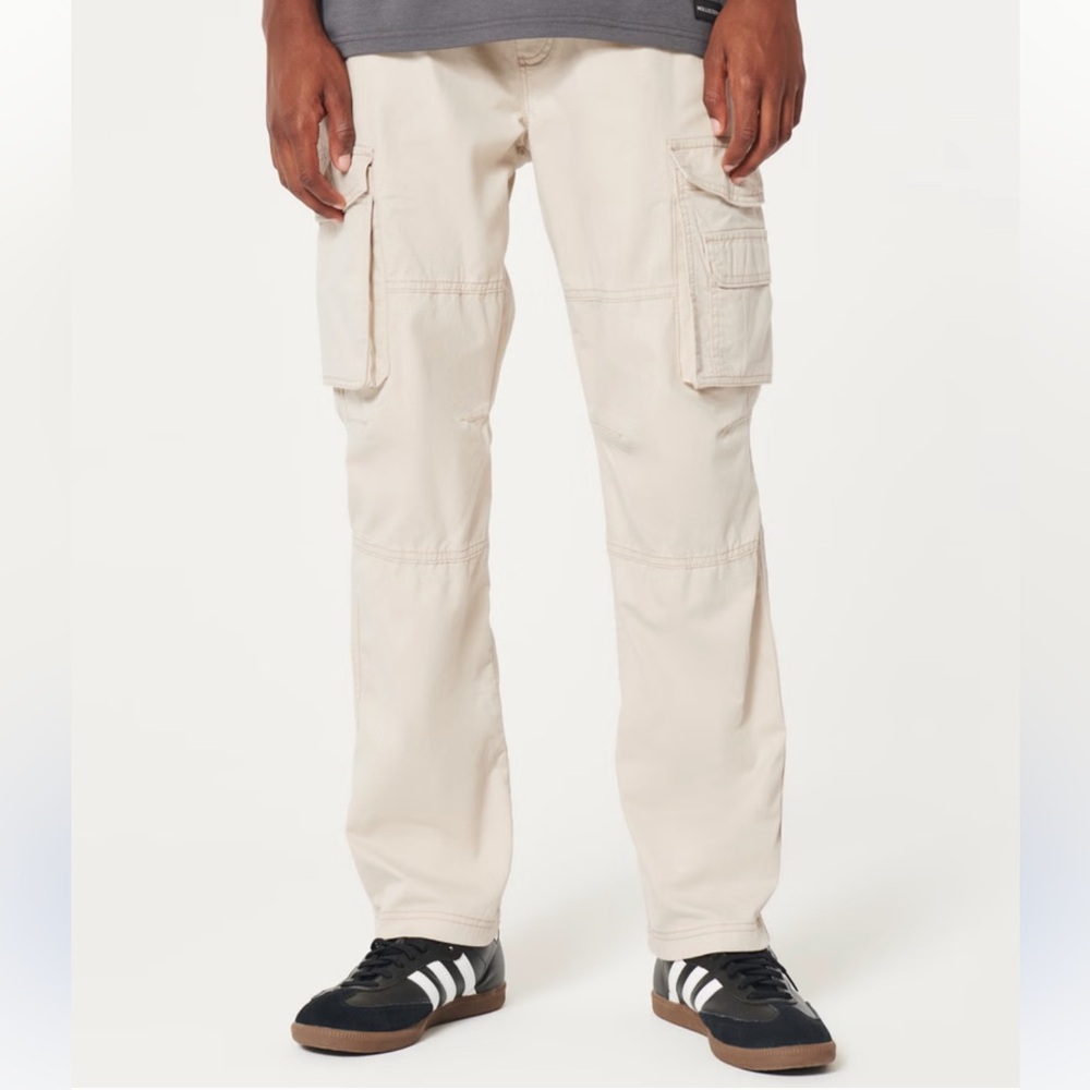 Hollister Men's Cream Slim Straight Cargo Pants